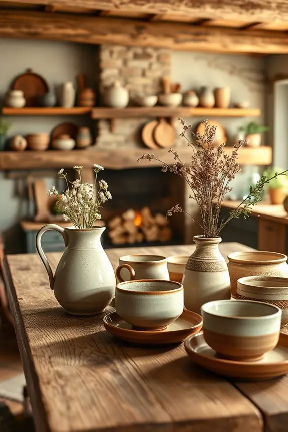 handcrafted pottery enhances kitchens