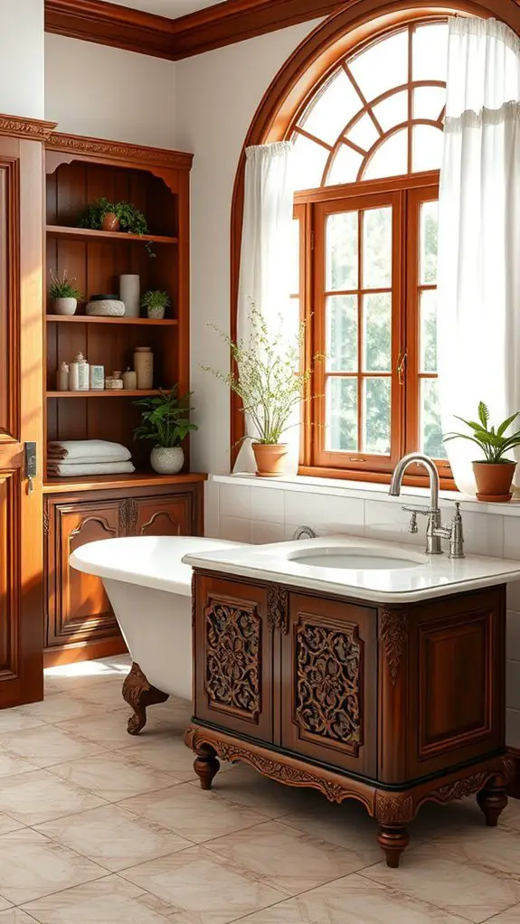 handcrafted wooden bathroom details