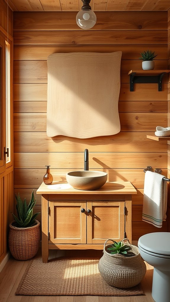 handcrafted wooden bathroom signs
