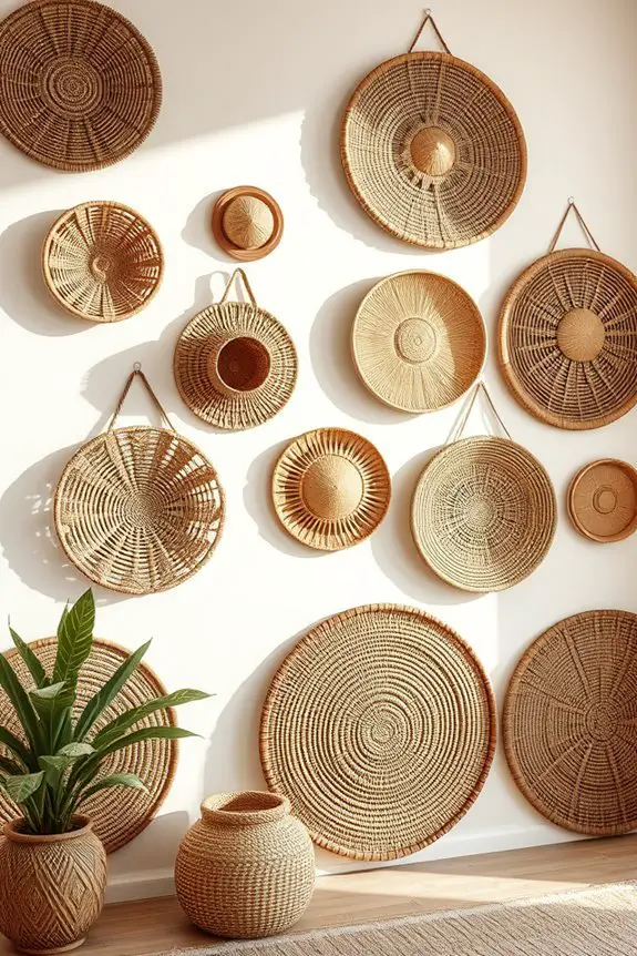 handwoven baskets as decor