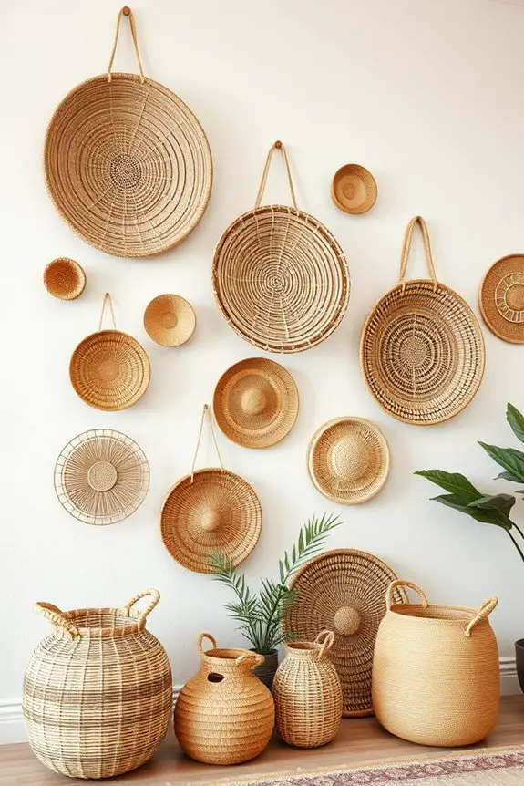 handwoven baskets wall decor