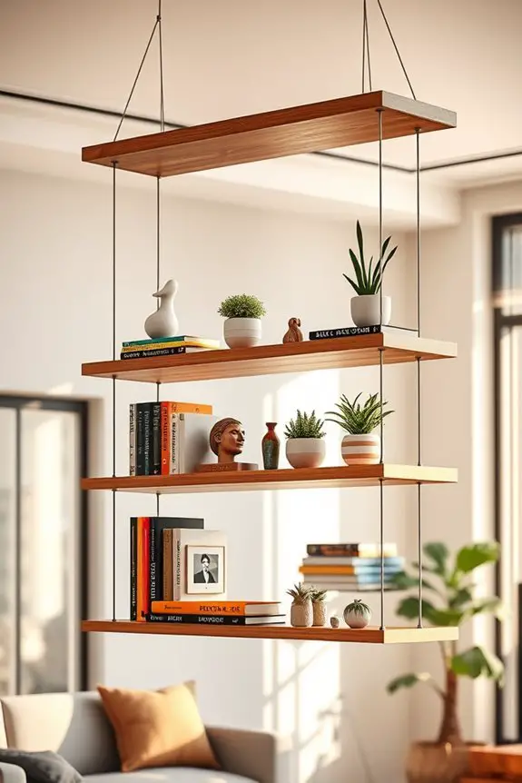hanging ceiling bookshelf design