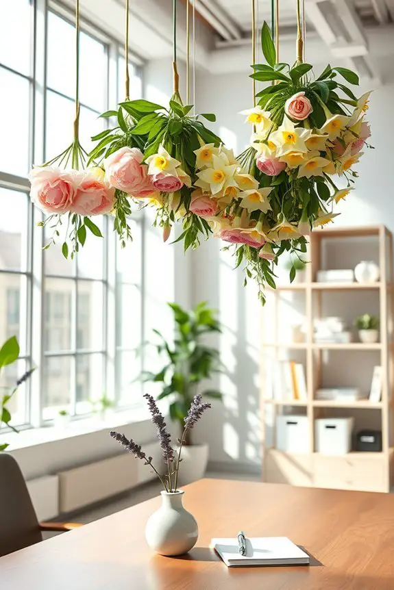 hanging floral office decor