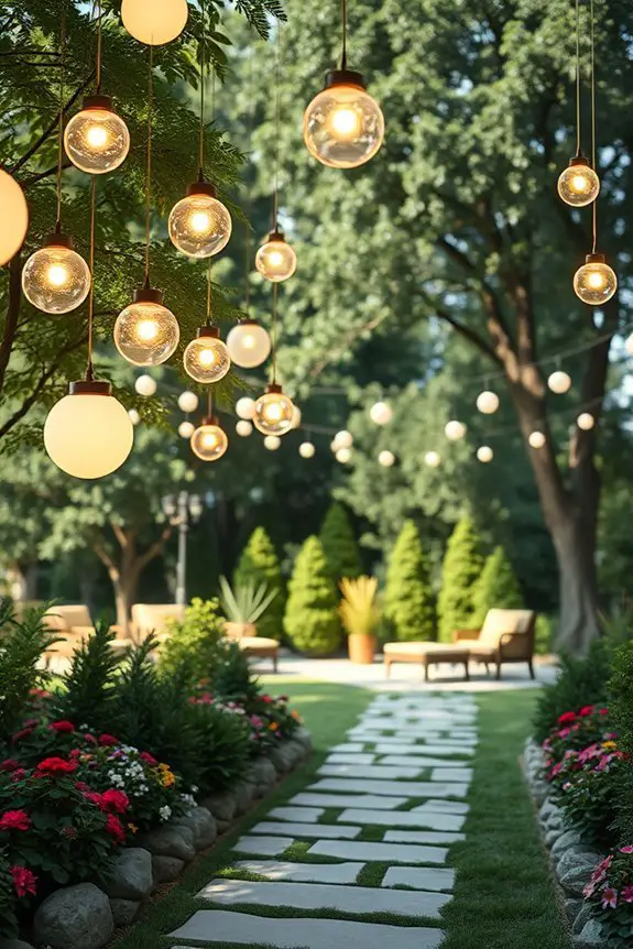 hanging led spheres decor