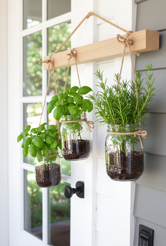 hanging mason jar herb garden