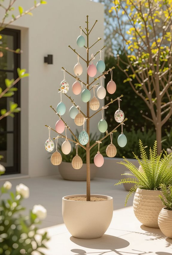 hanging painted egg tree