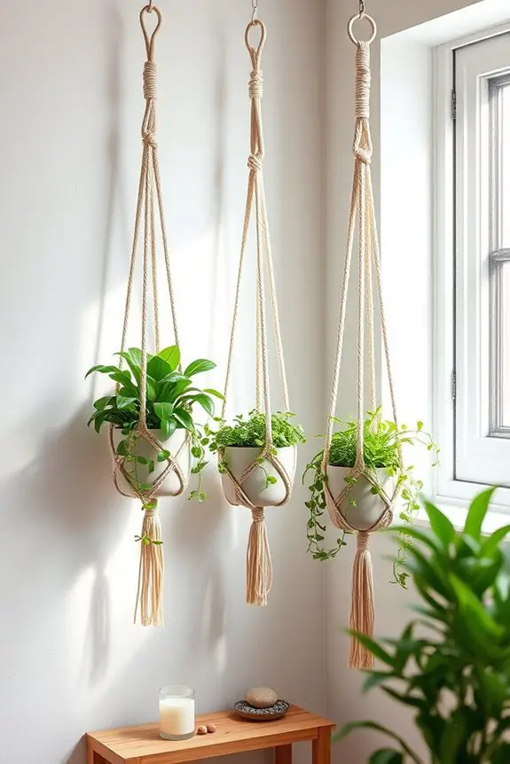 hanging planters add greenery