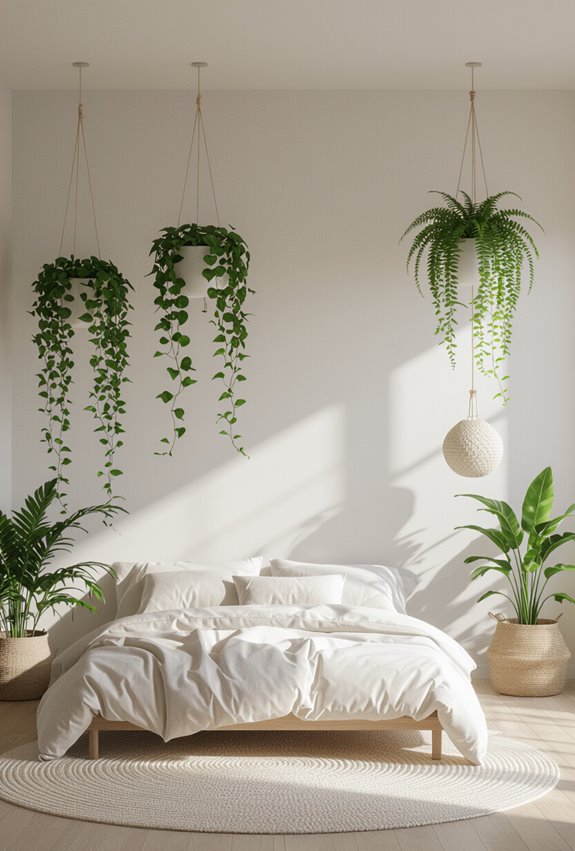 hanging plants add height