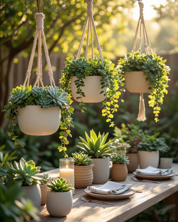 hanging succulent arrangements enhance