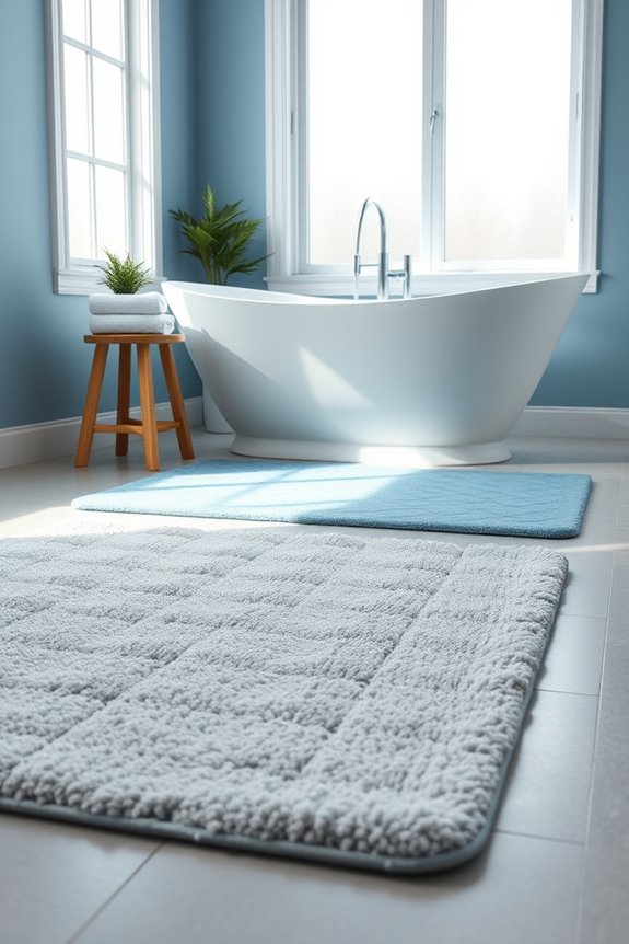harmonious blue grey bath mats
