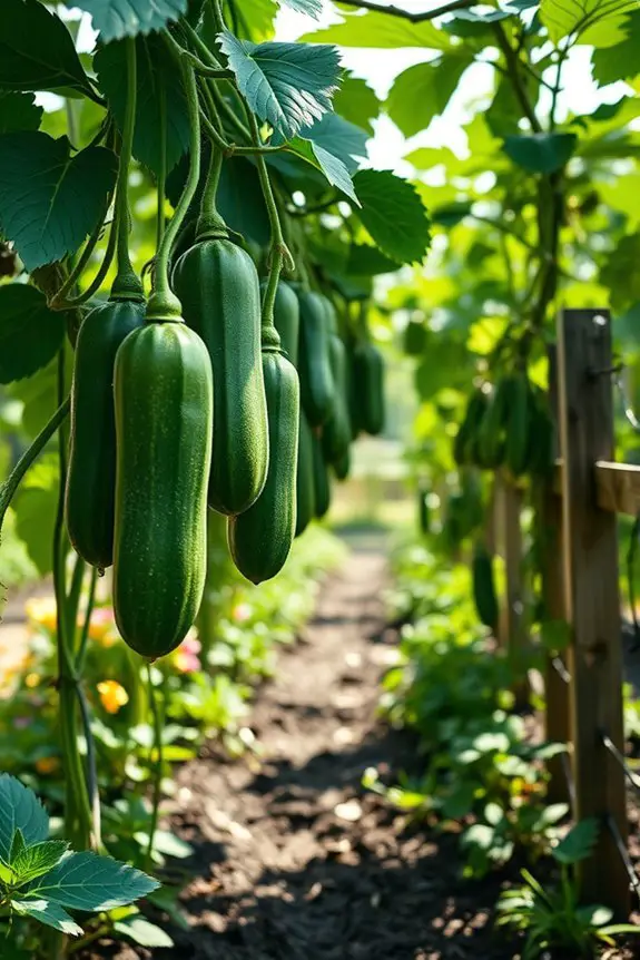 harvest cucumbers at peak