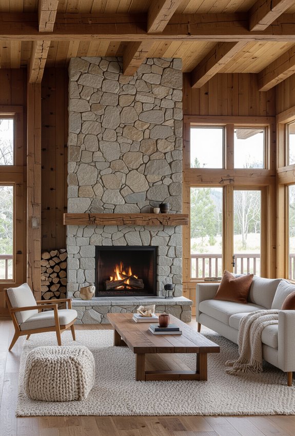 heavy timber stone warmth
