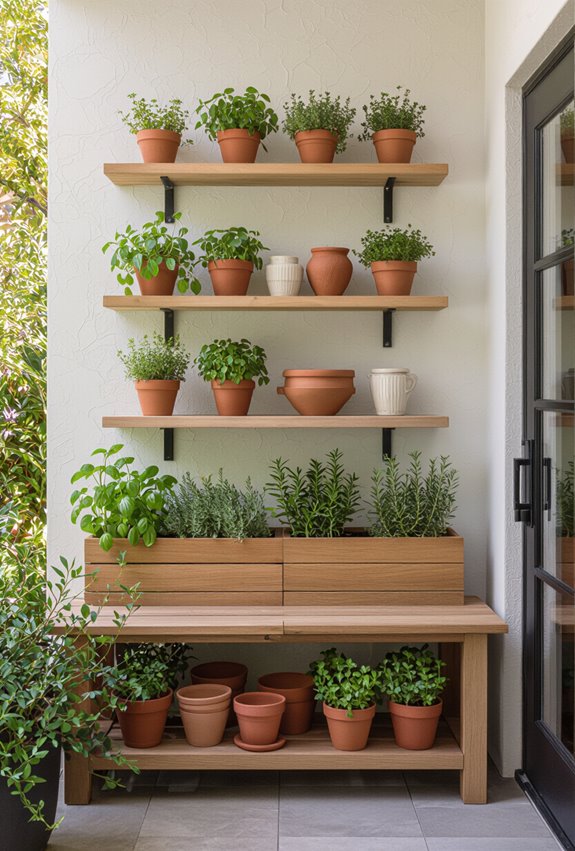 herb filled practical outdoor kitchen