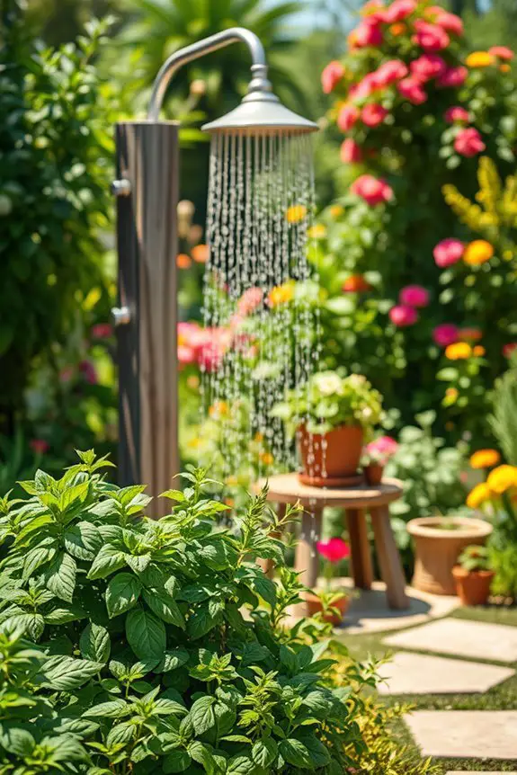 herb infused outdoor shower experience