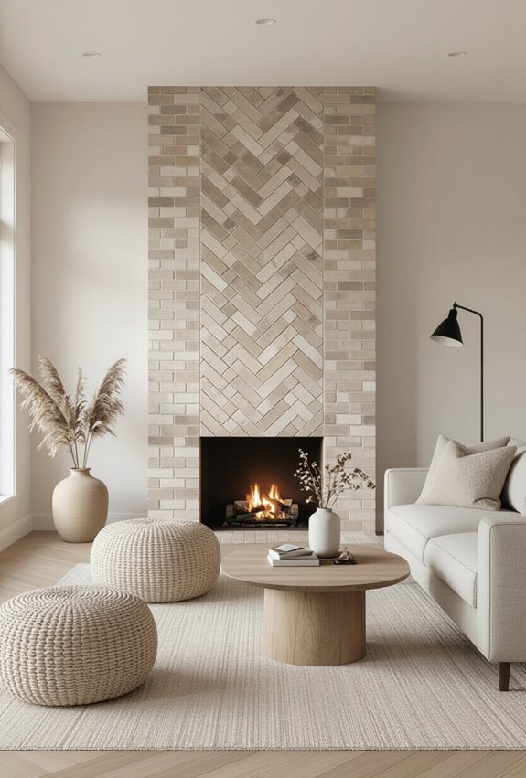 herringbone angled textured brick