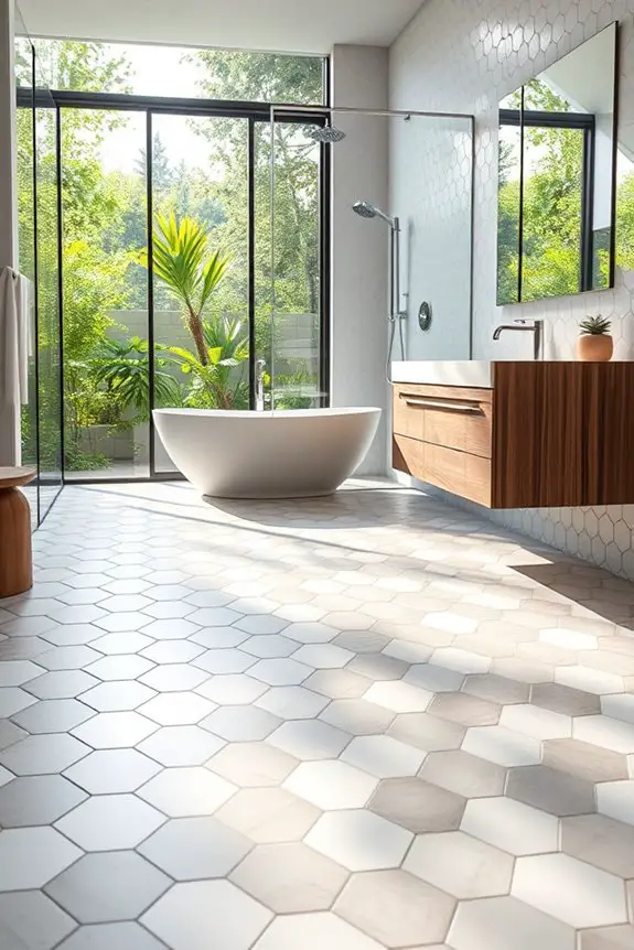 hexagonal tile bathroom design