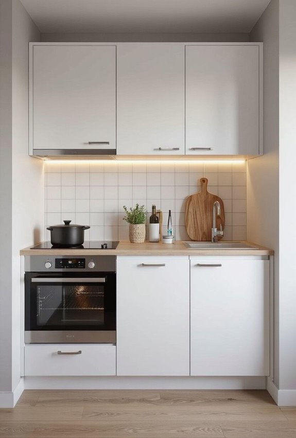 hidden fold away kitchenette storage