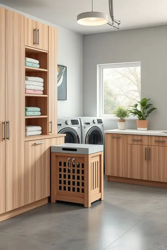 hidden laundry basket integration