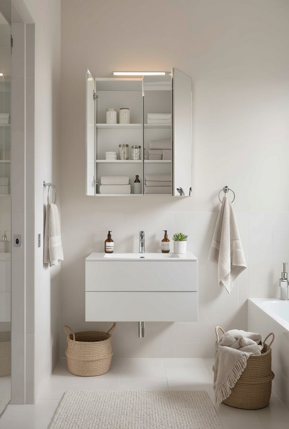hidden lit mirrored medicine cabinet
