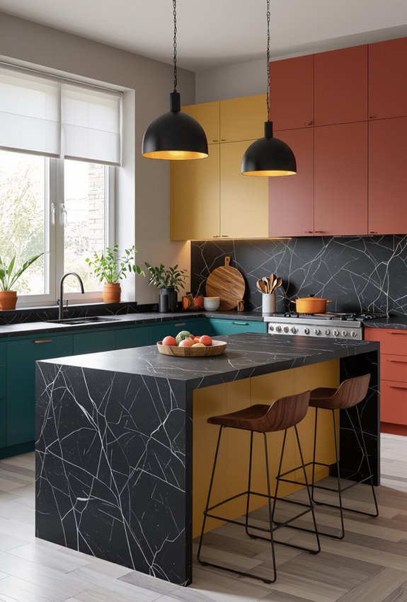 high contrast black countertop pairing