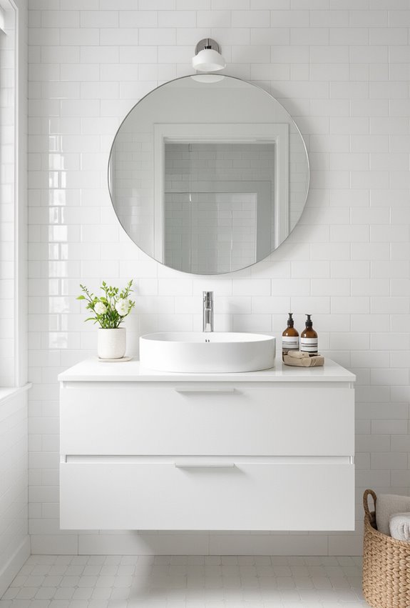 high gloss white tile reflections