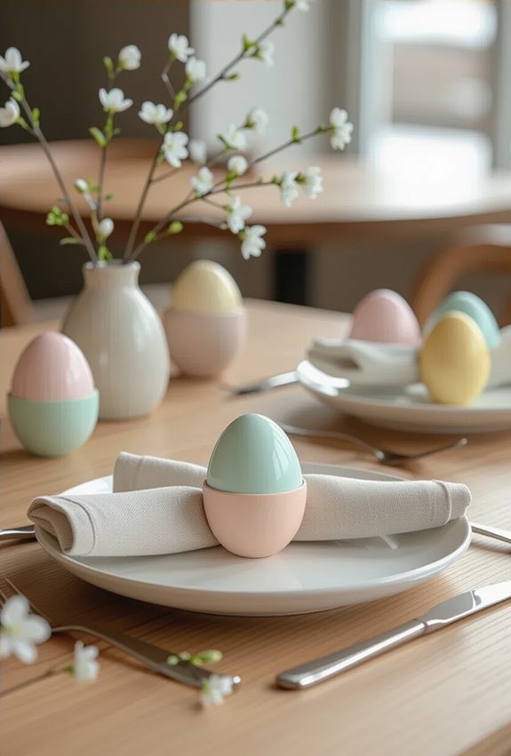 hollow painted eggshell napkin rings