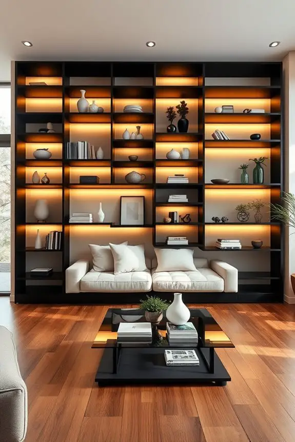 illuminated black shelf design