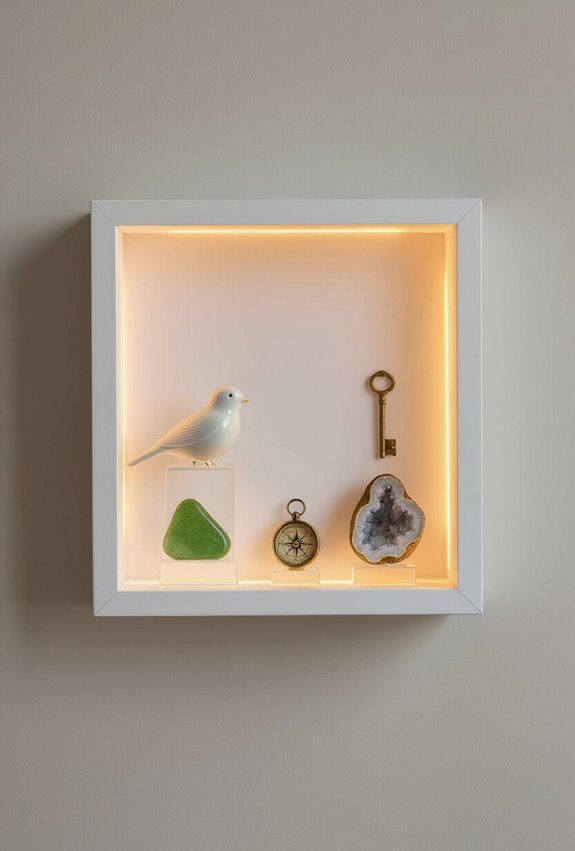 illuminated compartmentalized curio display