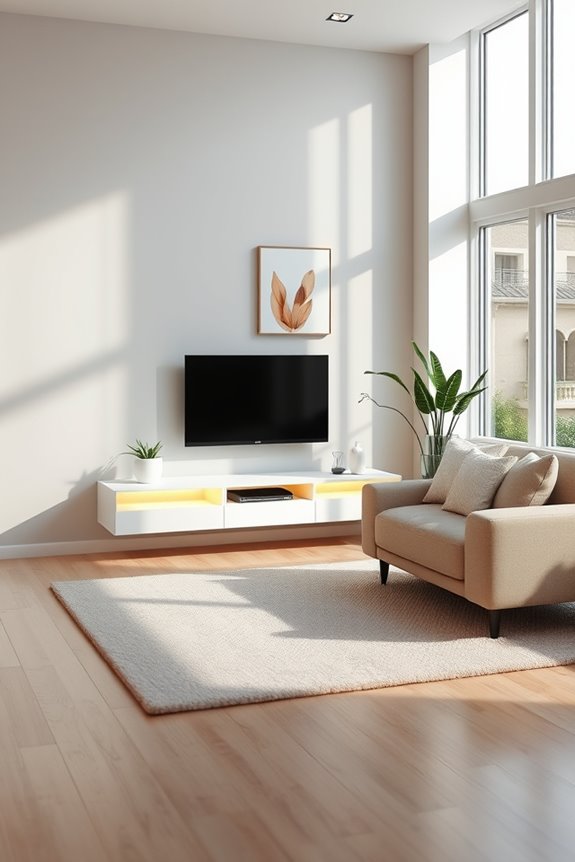 illuminated floating tv stand