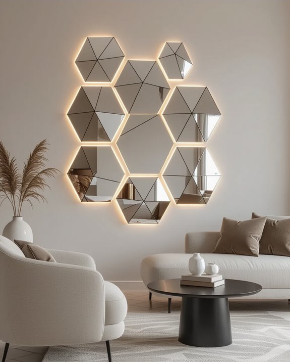 illuminated geometric mirror art