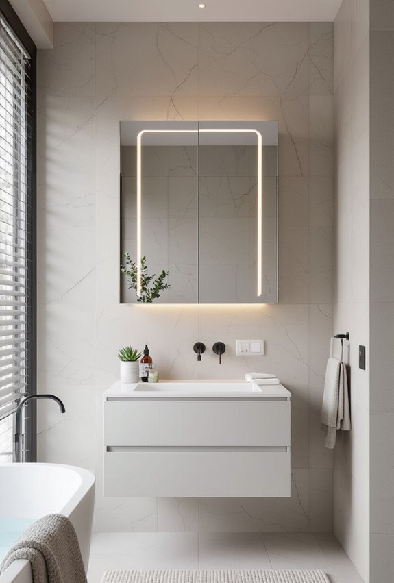 illuminated medicine cabinet with outlets