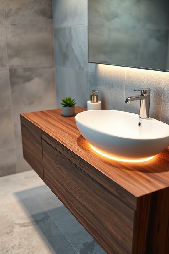 illuminated modern bathroom sinks