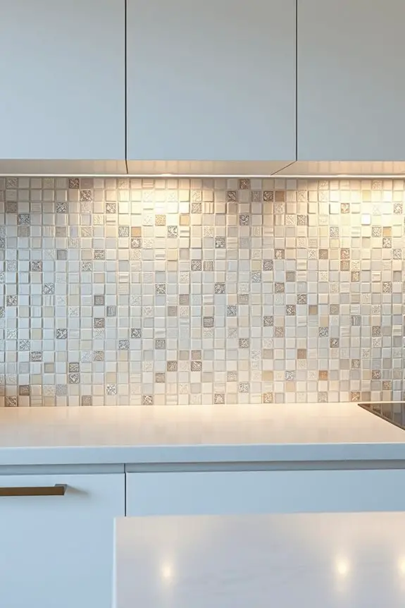 illuminated mosaic tile backsplash