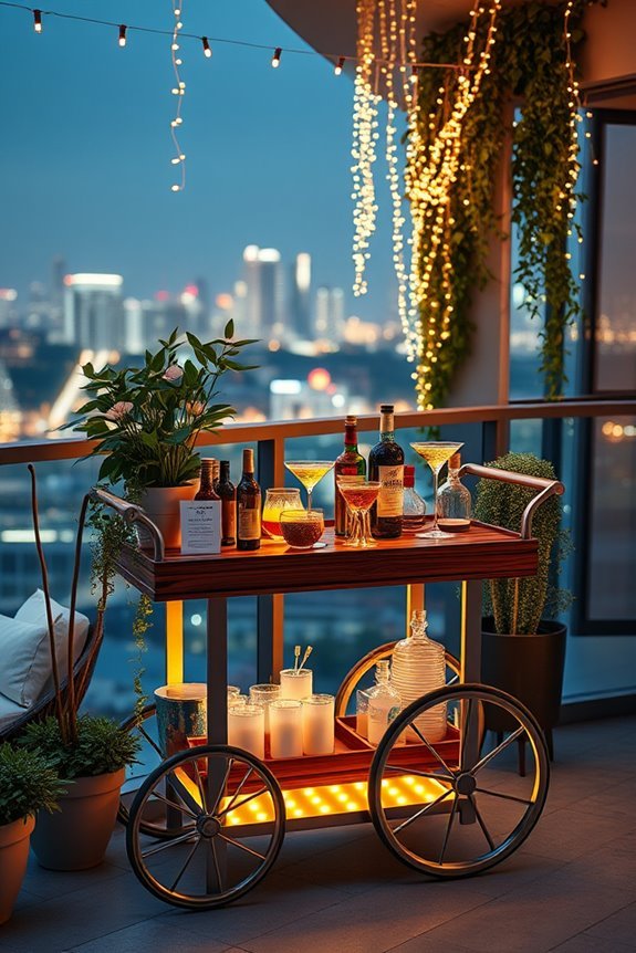 illuminated outdoor bar cart