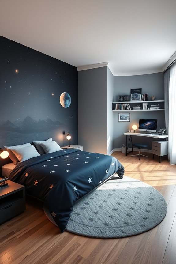 imaginative space themed bedroom design