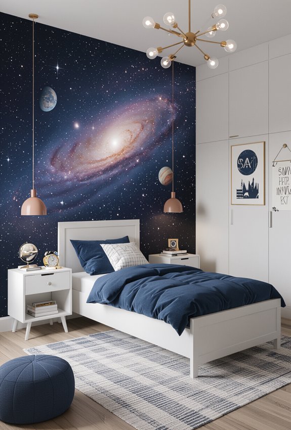 immersive navy galaxy bedroom