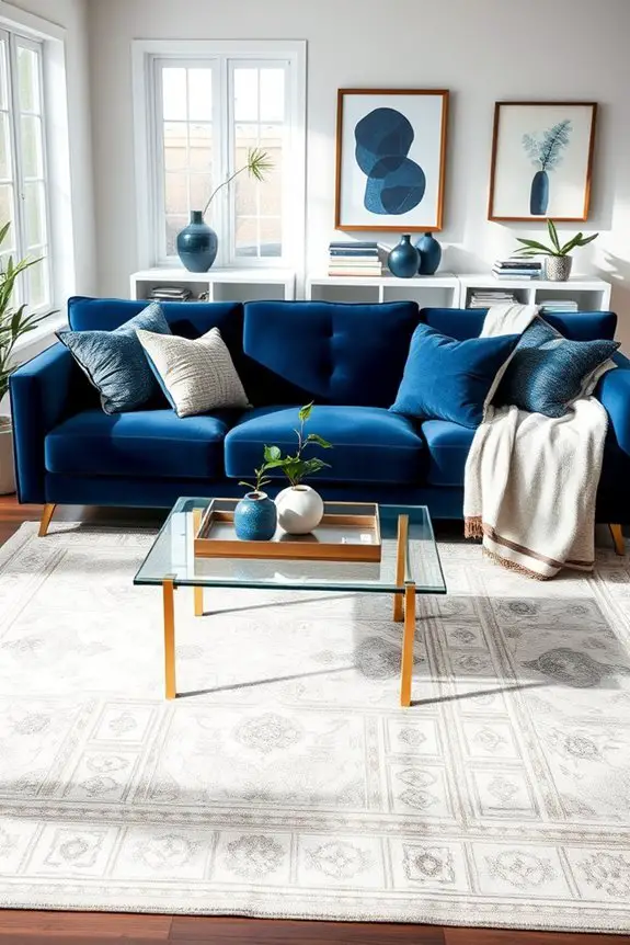 indigo accents for warmth