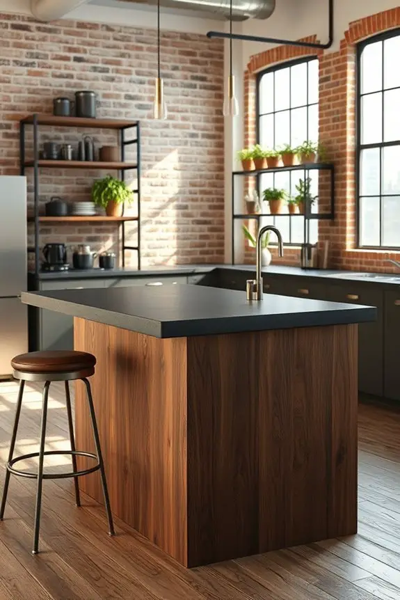 industrial brown kitchen island