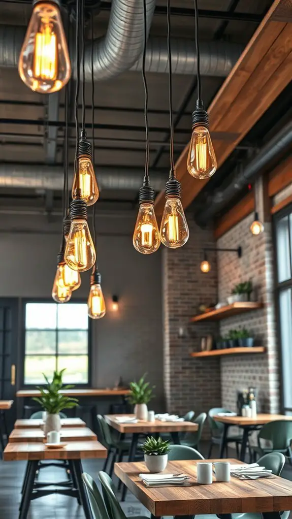 industrial chic restaurant lighting