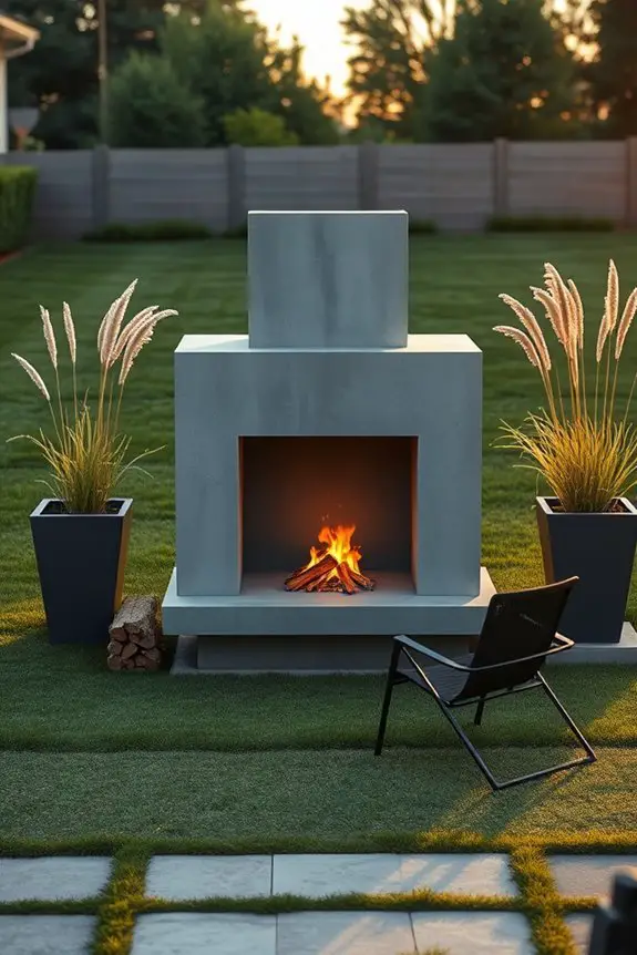 industrial concrete fire feature