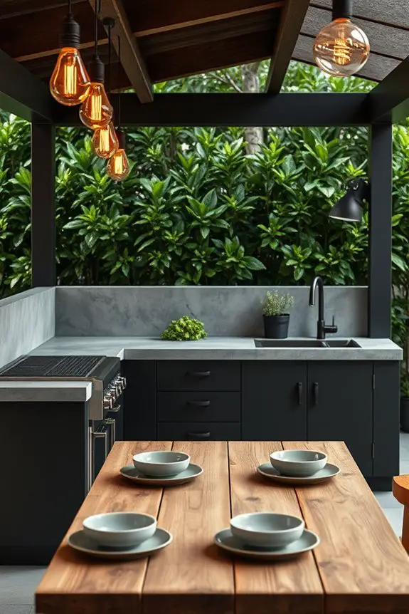 industrial concrete outdoor kitchen