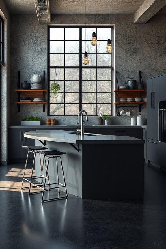industrial dark grey kitchen