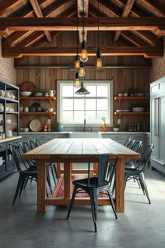 industrial lighting enhances rustic charm