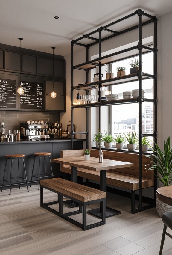 industrial pipe bench seating