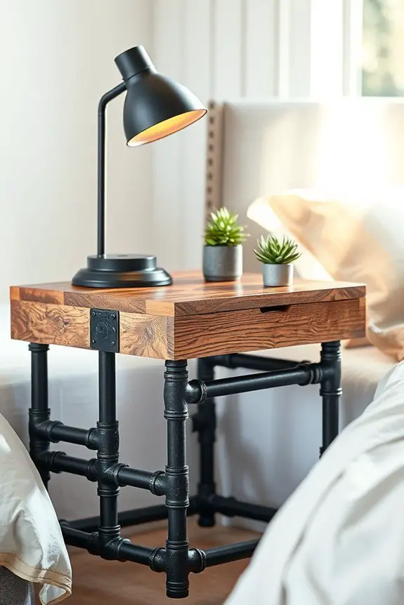 industrial pipe nightstand diy