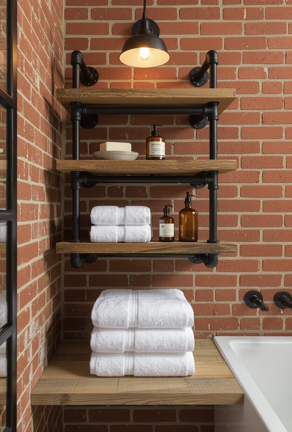 industrial pipe shelves mounted
