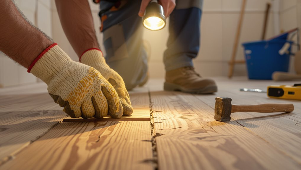 inspect for subfloor flaws