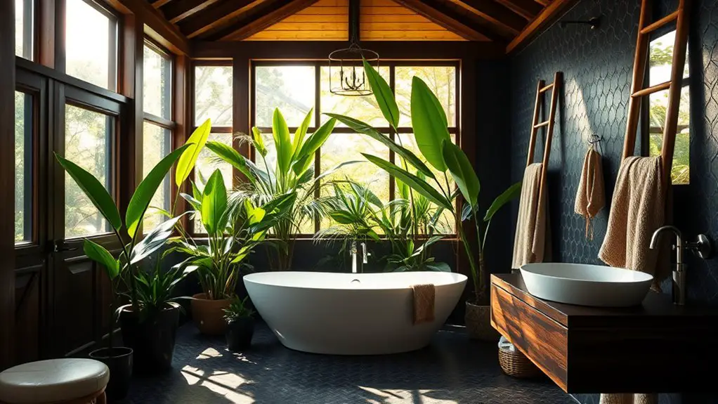 inspiring black tropical bathrooms