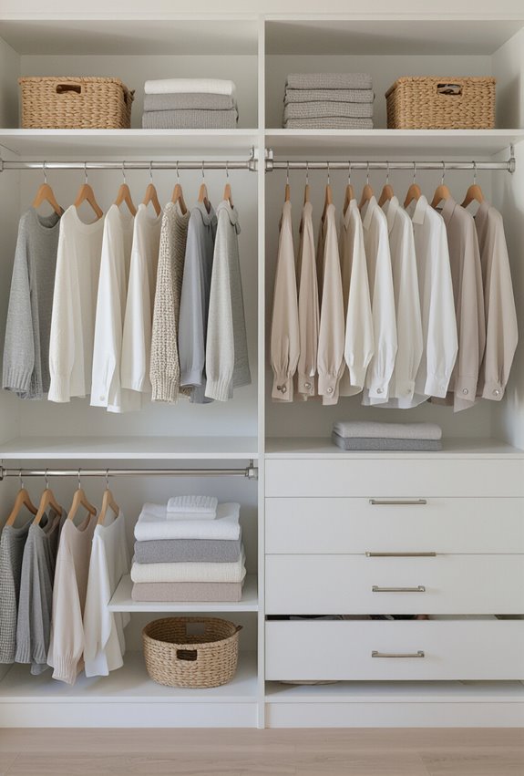 install double tier hanging rods