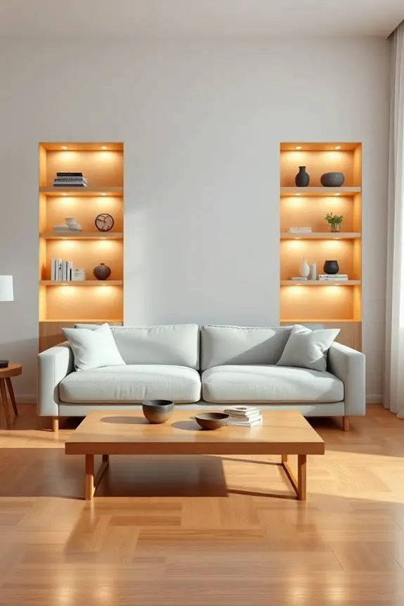 integrated illuminated shelves design